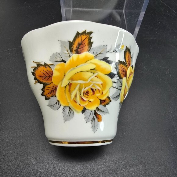 Vintage Yellow Rose Bone China Teacups Set Of 2 Royal Vale and Rosina JJ4093 - Picture 5 of 12